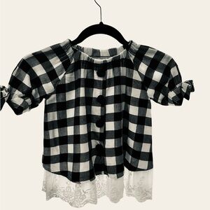 Rare Editions Childs Black and White Checkered Top